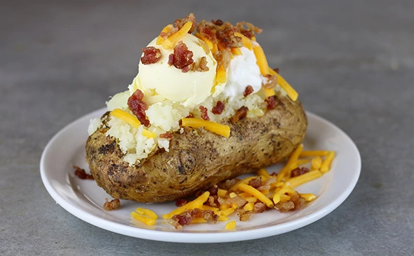 Cheddars menu LOADED BAKED POTATO W BACON